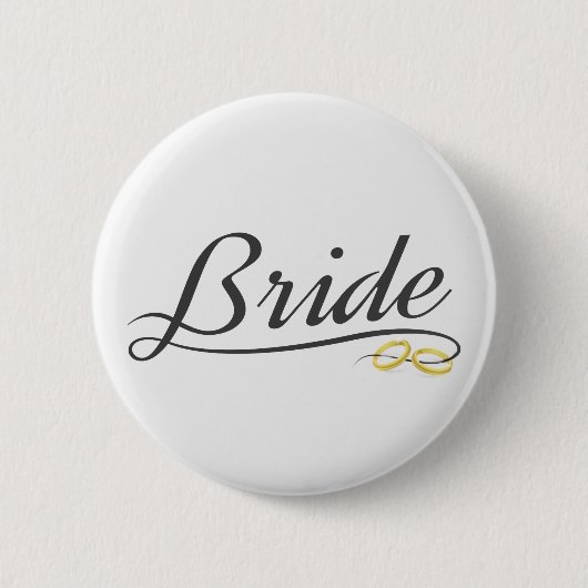 Badge Rond 5 Cm Élégante calligraphie Mariage de mariée | Bouton d (Devant)