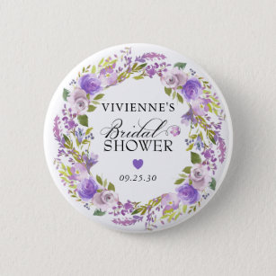 Badge Rond 5 Cm Élégante Fête des mariées florale violette