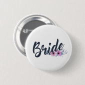 Badge Rond 5 Cm Élégante Mariée Calligraphie de mariage | Épinglet (Devant & derrière)