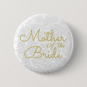 Badge Rond 5 Cm Élégante Mère En Or Blanc Simple De La Mariée