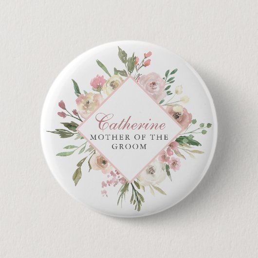 Badge Rond 5 Cm Élégante Mère florale rose-bleu de la chambre (Devant)