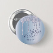 Badge Rond 5 Cm Elégante parties scintillant bleue goutte la mère  (Devant & derrière)