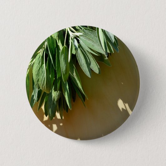 Badge Rond 5 Cm Elégante plante verte feuille sauge (Devant)
