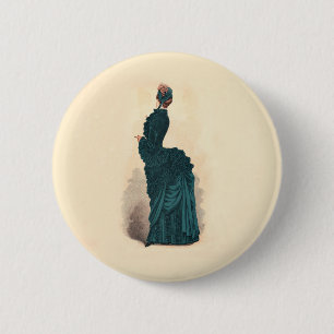 Badge Rond 5 Cm Élégante robe victorienne bleue