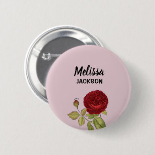 Badge Rond 5 Cm Élégante rose rose rose rose rose rouge