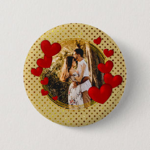 Badge Rond 5 Cm Élégantes Saint-Valentin, Amour, Cœur Rouge Annive