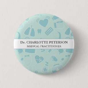 Badge Rond 5 Cm Éléments médicaux Étiquette de nom de docteur pers