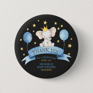 Badge Rond 5 Cm éléphant à la craie noire célébration de baby show