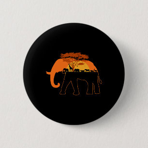 Badge Rond 5 Cm Elephant Afrique Animaux Jour des terres des arbre