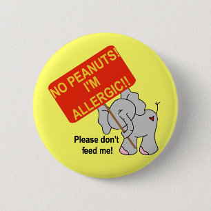 Badge Rond 5 Cm Éléphant aucunes arachides je suis allergique