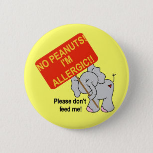 Badge Rond 5 Cm Éléphant aucunes arachides je suis allergique