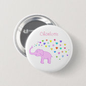 Badge Rond 5 Cm Eléphant aux coeurs de couleur (Devant & derrière)