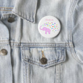 Badge Rond 5 Cm Eléphant aux coeurs de couleur (En situation)