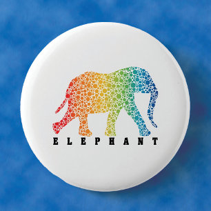 Badge Rond 5 Cm Eléphant aux couleurs