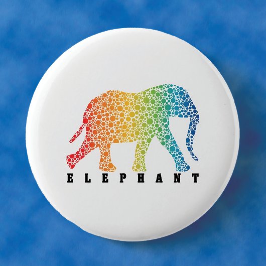 Badge Rond 5 Cm Eléphant aux couleurs