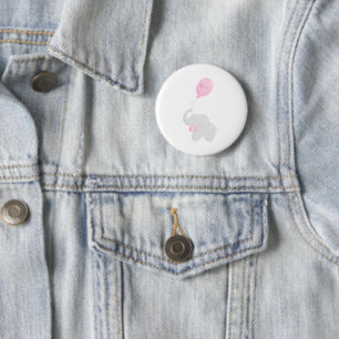 Badge Rond 5 Cm Eléphant avec ballon