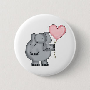 Badge Rond 5 Cm Éléphant avec le ballon de coeur