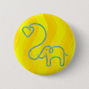 Badge Rond 5 Cm ÉLÉPHANT avec le coeur