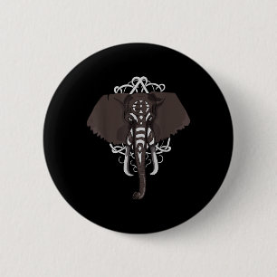 Badge Rond 5 Cm Eléphant Avec Peinture De Guerre