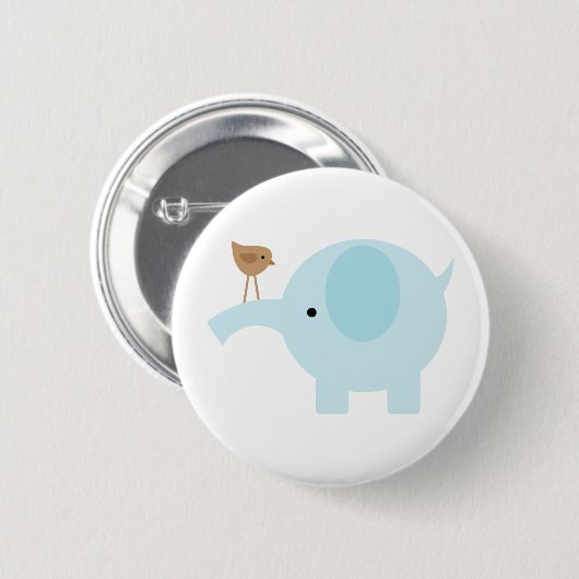 Badge Rond 5 Cm Éléphant bleu (Devant & derrière)