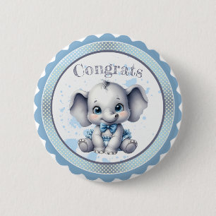 Badge Rond 5 Cm Eléphant bleu Cutie - Petite cacahuète