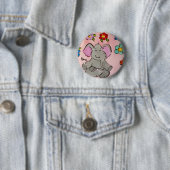 Badge Rond 5 Cm Éléphant dans la méditation (En situation)
