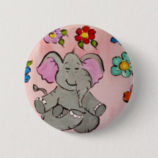 Badge Rond 5 Cm Éléphant dans la méditation