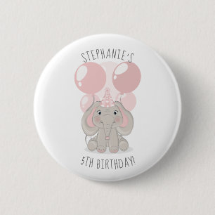 Badge Rond 5 Cm Eléphant dans le bouton Casquette de fête d'annive