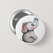 Badge Rond 5 Cm Éléphant de bébé avec le bouton d'amitié d'abeille (Devant & derrière)