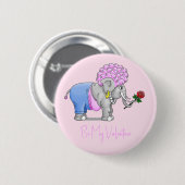 Badge Rond 5 Cm Éléphant de la Saint-Valentin (Devant & derrière)