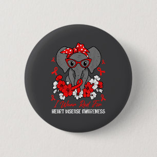 Badge Rond 5 Cm Éléphant de la santé cardiaque Ruban rouge Maladie