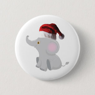 Badge Rond 5 Cm Eléphant de Noël