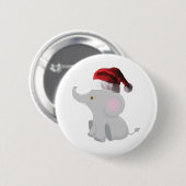 Badge Rond 5 Cm Eléphant de Noël (Devant & derrière)