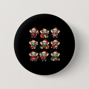 Badge Rond 5 Cm Éléphant de Noël drôle amateur d'éléphant Pyjama H
