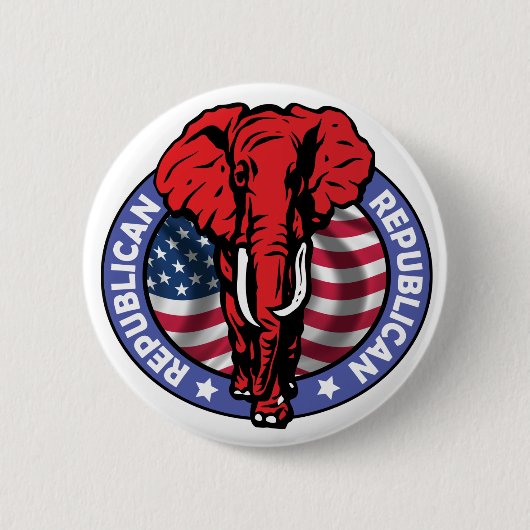 Badge Rond 5 Cm Éléphant de Parti Républicain - McCain (Devant)
