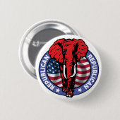 Badge Rond 5 Cm Éléphant de Parti Républicain - McCain (Devant & derrière)