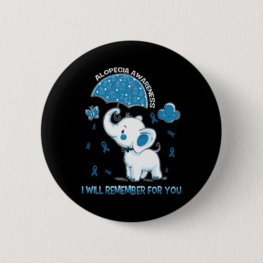 Badge Rond 5 Cm Eléphant de sensibilisation à l'alopécie (Devant)