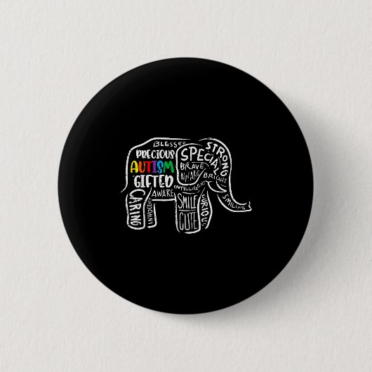 Badge Rond 5 Cm Éléphant de sensibilisation à l'autisme Acceptatio (Devant)