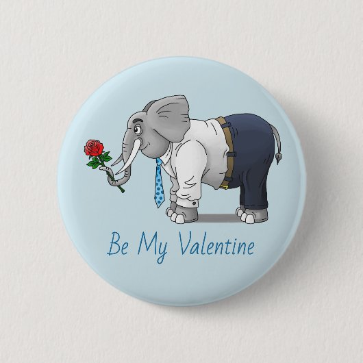 Badge Rond 5 Cm Éléphant en amour Saint-Valentin (Devant)