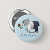Badge Rond 5 Cm Éléphant en amour Saint-Valentin (Devant & derrière)