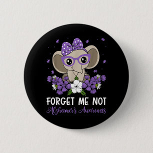 Badge Rond 5 Cm Éléphant Fleurs de la sensibilisation à Alzheimer