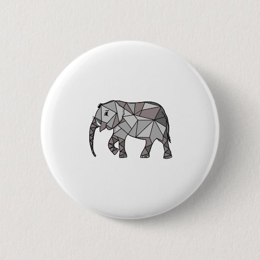 Badge Rond 5 Cm éléphant géométrique, gris évêque (Devant)