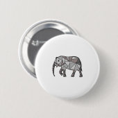 Badge Rond 5 Cm éléphant géométrique, gris évêque (Devant & derrière)