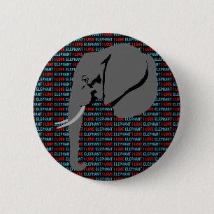 Badge Rond 5 Cm Eléphant gris