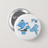 Badge Rond 5 Cm Elephant Karate 4e anniversaire (Devant & derrière)