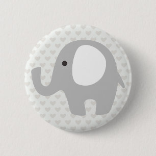 Badge Rond 5 Cm Éléphant magnifique de bébé dans le gris neutr