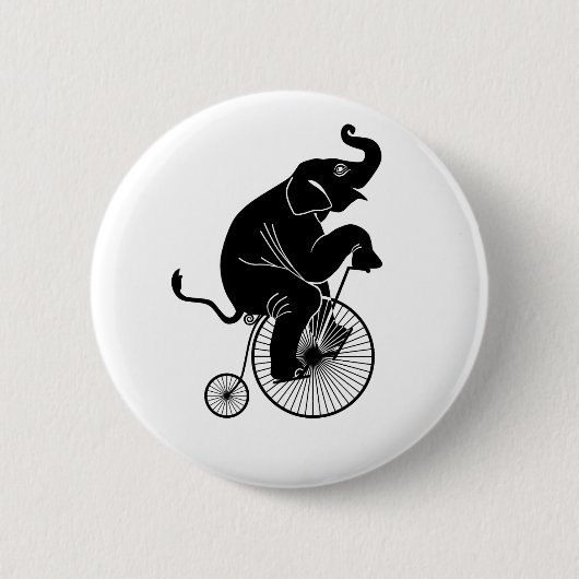 Badge Rond 5 Cm Éléphant montant un vélo (Devant)