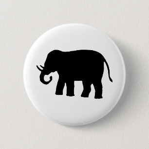 Badge Rond 5 Cm Eléphant noir
