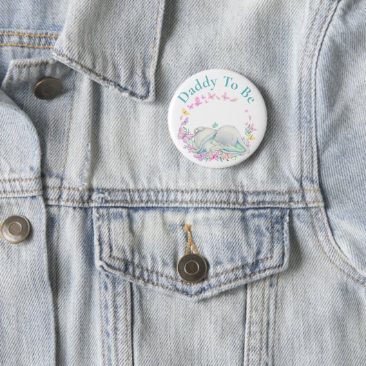 Badge Rond 5 Cm Elephant papa sera Button Papillon (En situation)