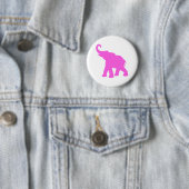 Badge Rond 5 Cm Éléphant rose (En situation)